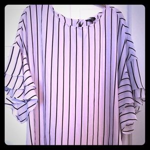 Black & White striped blouse XL brand ANA